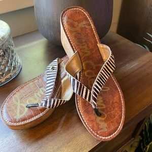 Sam Edelman Roxy wedge sandals. Calf hair zebra stripe